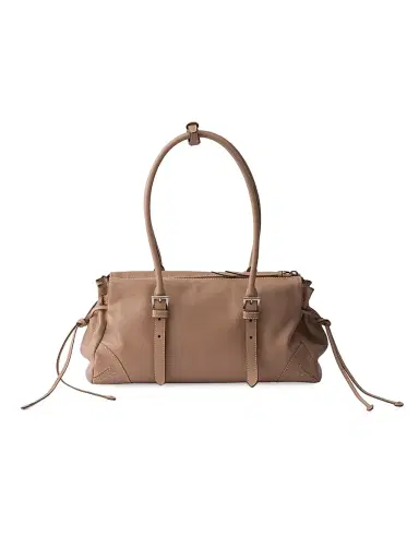 Prada Women's Medium Antiqued Leather Shoulder Bag - Light Brown | Thumbnail 3 Prada Women's Medium Antiqued Leather Shoulder Bag - Light Brown | Thumbnail 3
