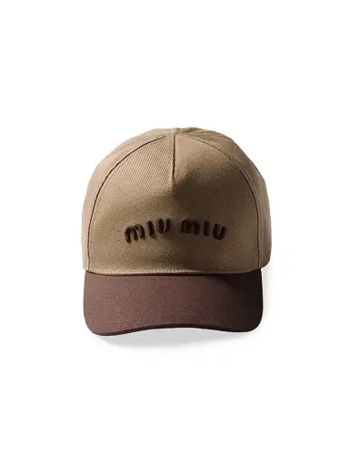 Miu Miu Women's Drill Baseball Cap - Beige Brown - Size Medium | Thumbnail 2 Miu Miu Women's Drill Baseball Cap - Beige Brown - Size Medium | Thumbnail 2