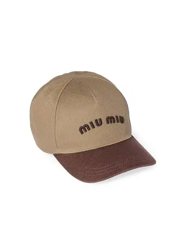 Miu Miu Women's Drill Baseball Cap - Beige Brown - Size Medium | Thumbnail 1 Miu Miu Women's Drill Baseball Cap - Beige Brown - Size Medium | Thumbnail 1