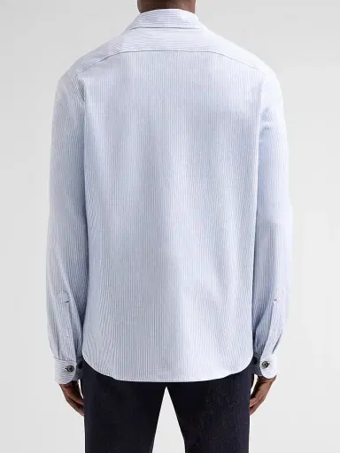 Isaia Men's Striped Seersucker Linen-Blend Overshirt - Open White Blue - Size XL | Thumbnail 3 Isaia Men's Striped Seersucker Linen-Blend Overshirt - Open White Blue - Size XL | Thumbnail 3