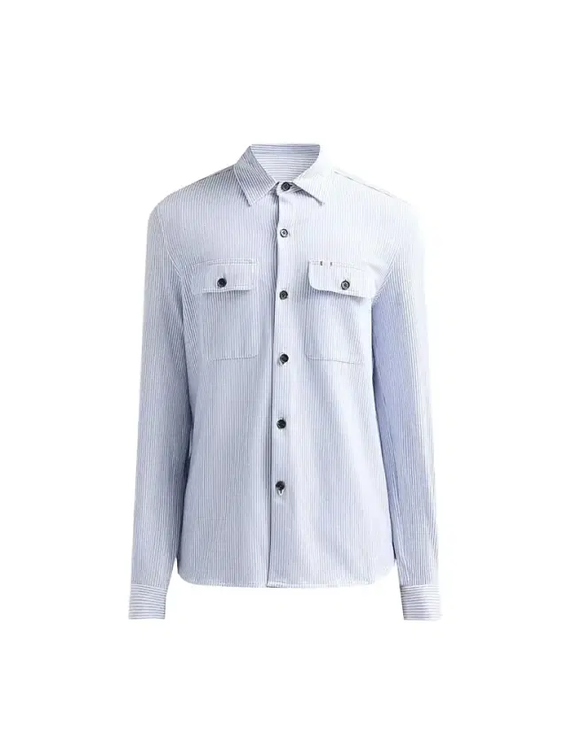 Men's Striped Seersucker Linen-Blend Overshirt - Open White Blue