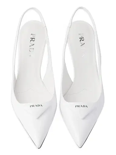 Prada Women's Patent Leather 55MM Slingback Pumps - White - Size 7.5 | Thumbnail 2 Prada Women's Patent Leather 55MM Slingback Pumps - White - Size 7.5 | Thumbnail 2