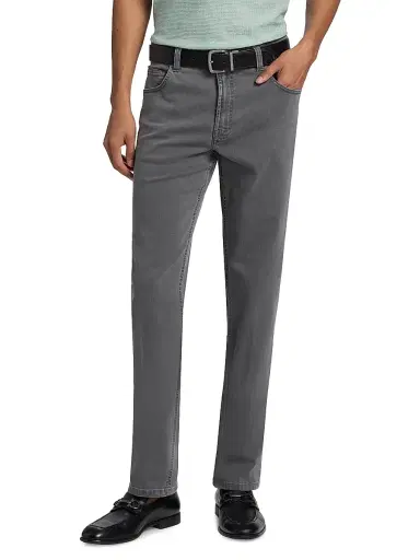 Stefano Ricci Men's Embroidered-Trim Cotton Jeans - Black Light Wash - Size 40 | Thumbnail 3
