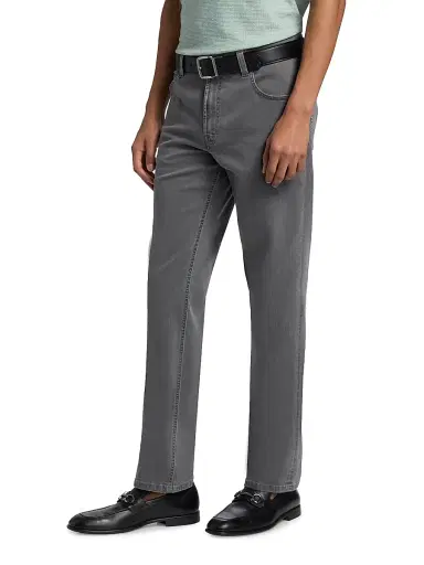 Stefano Ricci Men's Embroidered-Trim Cotton Jeans - Black Light Wash - Size 40 | Thumbnail 4