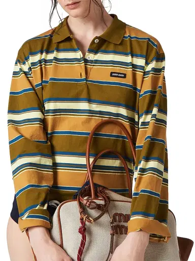 Miu Miu Women's Cotton Jersey Polo T-Shirt - Yellow - Size XXL | Thumbnail 2 Miu Miu Women's Cotton Jersey Polo T-Shirt - Yellow - Size XXL | Thumbnail 2