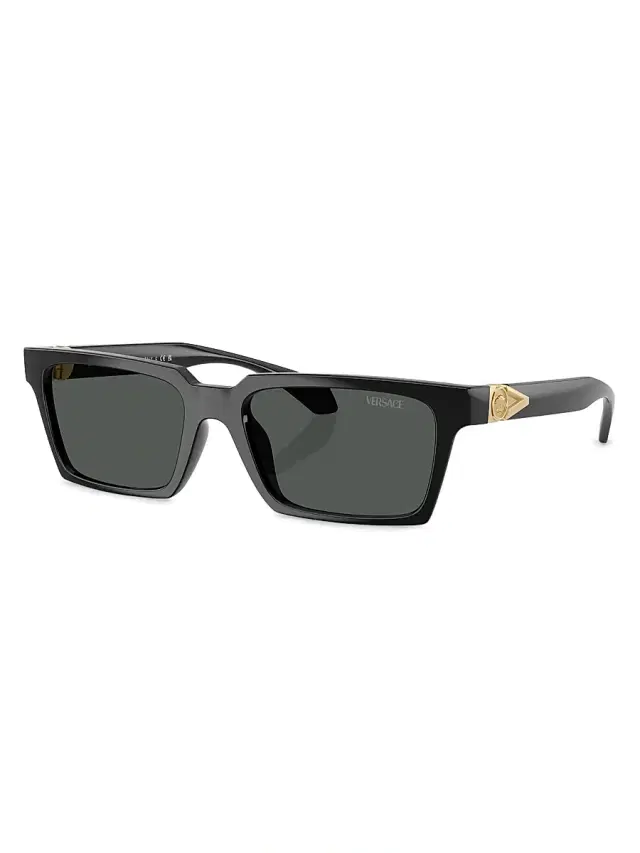 Men's 55MM Rectangular Sunglasses - Black