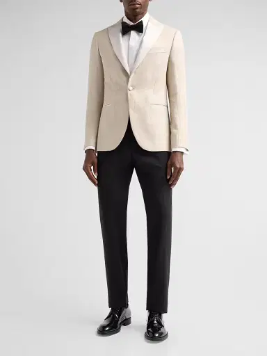 Pal Zileri Men's Textured Linen-Blend Dinner Jacket - Natural | Thumbnail 2 Pal Zileri Men's Textured Linen-Blend Dinner Jacket - Natural | Thumbnail 2