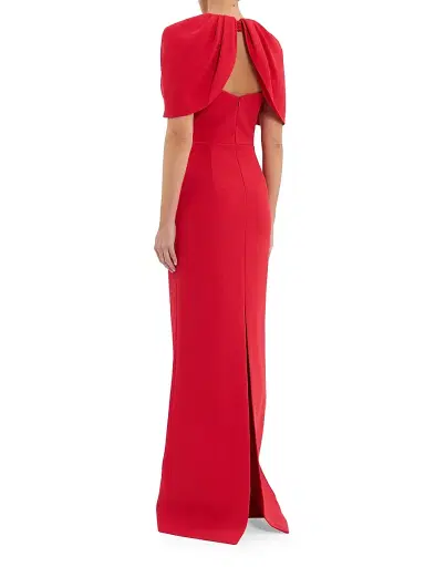 Rebecca Vallance Women's Cameron Cape-Sleeve Gown - Red | Thumbnail 4