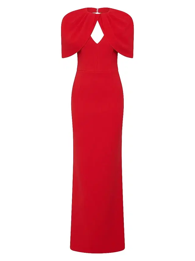 Rebecca Vallance Women's Cameron Cape-Sleeve Gown - Red