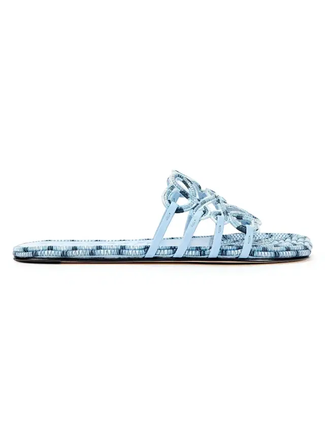 LOEWE Women's  x Paula's Ibiza Petal Anagram-Embroidered Sandals - Baby Blue