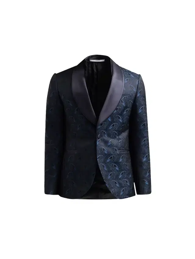 Men's Peacock-Effect Silk-Blend Dinner Jacket - Blue Navy