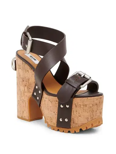 MOSCHINO Women's Open Toe Leather Platform Sandals - Brown - Size 10 | Thumbnail 2 MOSCHINO Women's Open Toe Leather Platform Sandals - Brown - Size 10 | Thumbnail 2