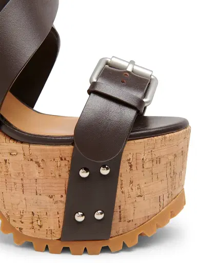 MOSCHINO Women's Open Toe Leather Platform Sandals - Brown - Size 10 | Thumbnail 5 MOSCHINO Women's Open Toe Leather Platform Sandals - Brown - Size 10 | Thumbnail 5