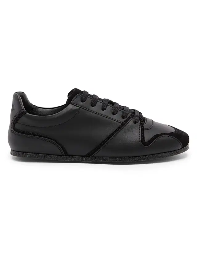 Men's Leather & Suede Sneakers - Black