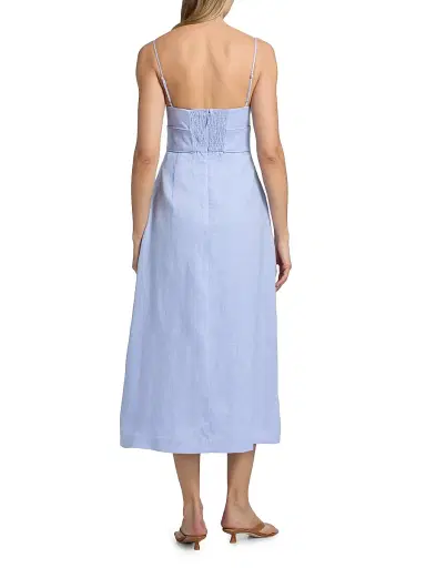 Zimmermann Women's Luna Linen Midi-Dress - Sky | Thumbnail 5 Zimmermann Women's Luna Linen Midi-Dress - Sky | Thumbnail 5