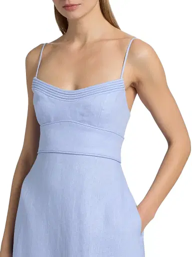 Zimmermann Women's Luna Linen Midi-Dress - Sky | Thumbnail 6 Zimmermann Women's Luna Linen Midi-Dress - Sky | Thumbnail 6