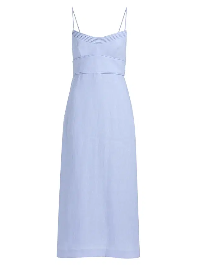 Zimmermann Women's Luna Linen Midi-Dress - Sky