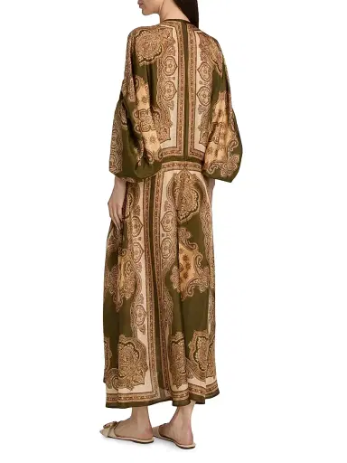 Zimmermann Women's Mahon Paisley Silk Tunic Midi-Dress - Olive Paisley - Size 8 | Thumbnail 5