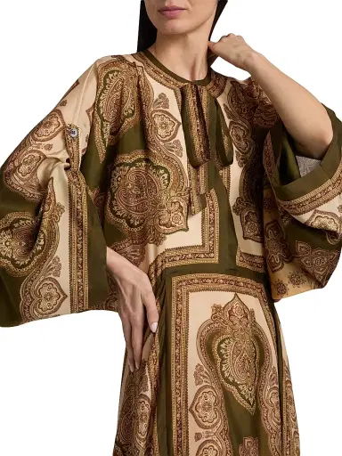 Zimmermann Women's Mahon Paisley Silk Tunic Midi-Dress - Olive Paisley - Size 8 | Thumbnail 7
