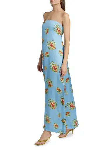 ASTON STUDIO Women's Lucie Floral Satin Strapless Maxi Dress - Pool Bouquet - Size 4 | Thumbnail 2 ASTON STUDIO Women's Lucie Floral Satin Strapless Maxi Dress - Pool Bouquet - Size 4 | Thumbnail 2