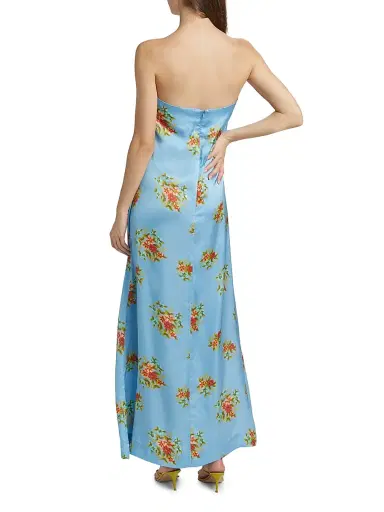 ASTON STUDIO Women's Lucie Floral Satin Strapless Maxi Dress - Pool Bouquet - Size 4 | Thumbnail 5 ASTON STUDIO Women's Lucie Floral Satin Strapless Maxi Dress - Pool Bouquet - Size 4 | Thumbnail 5