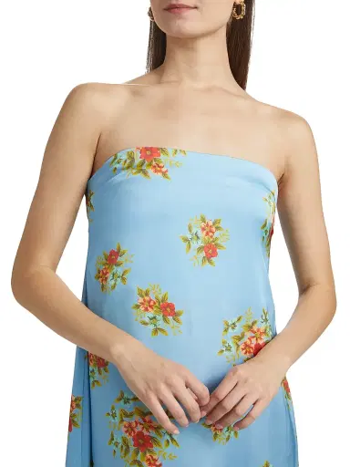 ASTON STUDIO Women's Lucie Floral Satin Strapless Maxi Dress - Pool Bouquet - Size 4 | Thumbnail 6 ASTON STUDIO Women's Lucie Floral Satin Strapless Maxi Dress - Pool Bouquet - Size 4 | Thumbnail 6