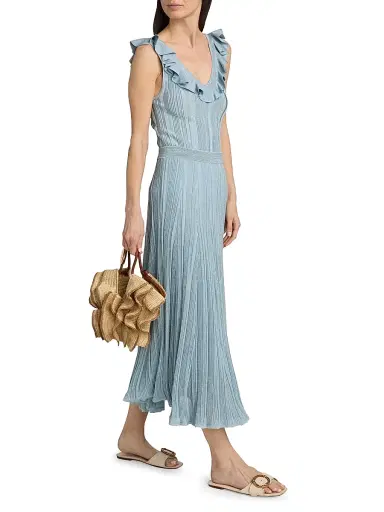 Zimmermann Women's Aster Metallic Midi-Skirt - Metallic Blue - Size 10 | Thumbnail 2