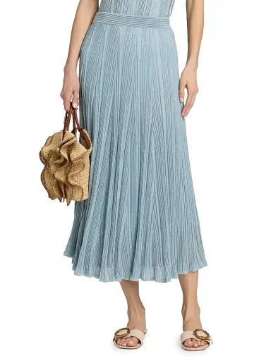 Zimmermann Women's Aster Metallic Midi-Skirt - Metallic Blue - Size 10 | Thumbnail 3