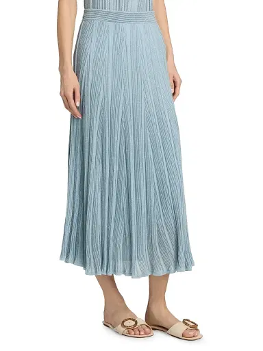 Zimmermann Women's Aster Metallic Midi-Skirt - Metallic Blue - Size 10 | Thumbnail 4