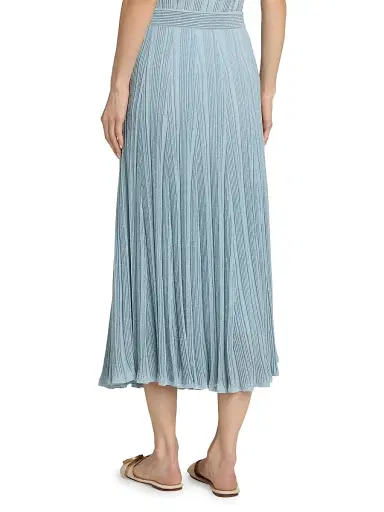 Zimmermann Women's Aster Metallic Midi-Skirt - Metallic Blue - Size 10 | Thumbnail 5