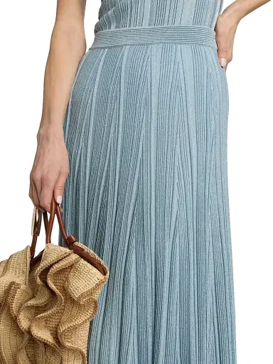 Zimmermann Women's Aster Metallic Midi-Skirt - Metallic Blue - Size 10 | Thumbnail 6