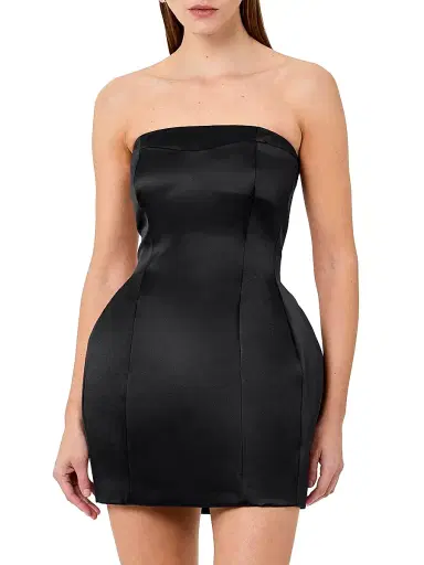 NICHOLAS Women's Kaline Strapless Bustier Satin Minidress - Black | Thumbnail 3