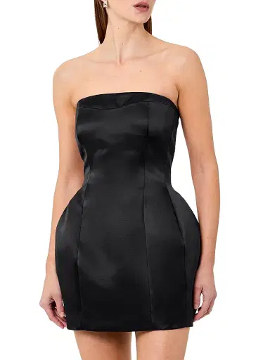 NICHOLAS Women's Kaline Strapless Bustier Satin Minidress - Black | Thumbnail 4