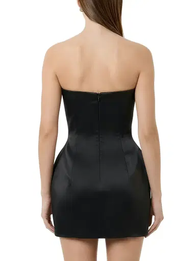NICHOLAS Women's Kaline Strapless Bustier Satin Minidress - Black | Thumbnail 5