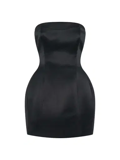 NICHOLAS Women's Kaline Strapless Bustier Satin Minidress - Black | Thumbnail 1