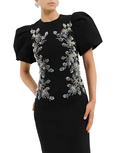 Rebecca Vallance Women's Zephyr Embellished Puff-Sleeve Gown - Black - Size 8 | Thumbnail 5 Rebecca Vallance Women's Zephyr Embellished Puff-Sleeve Gown - Black - Size 8 | Thumbnail 5