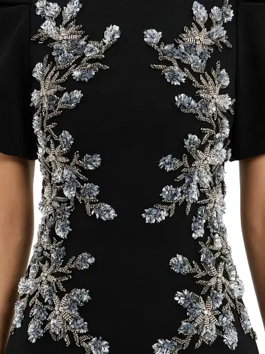 Rebecca Vallance Women's Zephyr Embellished Puff-Sleeve Gown - Black - Size 8 | Thumbnail 6 Rebecca Vallance Women's Zephyr Embellished Puff-Sleeve Gown - Black - Size 8 | Thumbnail 6