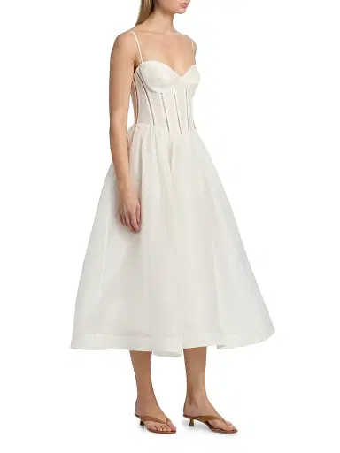Zimmermann Women's Luna Linen-Silk Corset A-Line Midi-Dress | Thumbnail 4 Zimmermann Women's Luna Linen-Silk Corset A-Line Midi-Dress | Thumbnail 4