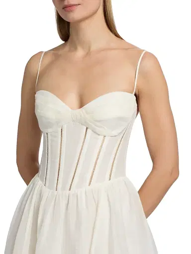 Zimmermann Women's Luna Linen-Silk Corset A-Line Midi-Dress | Thumbnail 6 Zimmermann Women's Luna Linen-Silk Corset A-Line Midi-Dress | Thumbnail 6