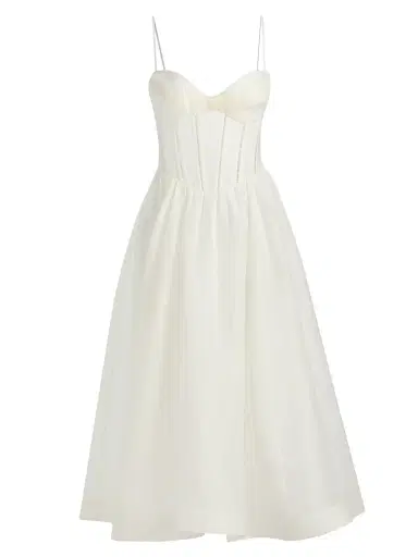 Zimmermann Women's Luna Linen-Silk Corset A-Line Midi-Dress | Thumbnail 1 Zimmermann Women's Luna Linen-Silk Corset A-Line Midi-Dress | Thumbnail 1