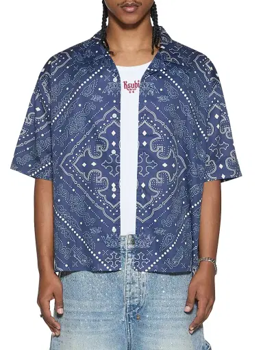 Ksubi Men's Paise Diner Short-Sleeve Shirt - Navy - Size XXL | Thumbnail 3