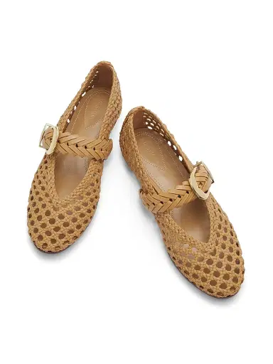Zimmermann Women's Alchemy Leather Ballerina Flats - Wheat | Thumbnail 4 Zimmermann Women's Alchemy Leather Ballerina Flats - Wheat | Thumbnail 4