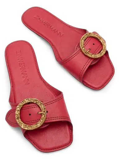 Zimmermann Women's Solena Leather Slip-On Sandals - Cherry - Size 11 | Thumbnail 4 Zimmermann Women's Solena Leather Slip-On Sandals - Cherry - Size 11 | Thumbnail 4