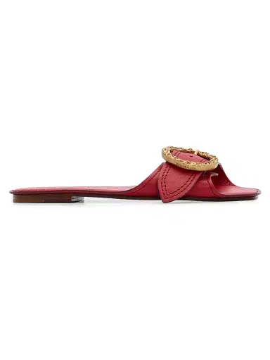 Zimmermann Women's Solena Leather Slip-On Sandals - Cherry - Size 11 | Thumbnail 1 Zimmermann Women's Solena Leather Slip-On Sandals - Cherry - Size 11 | Thumbnail 1