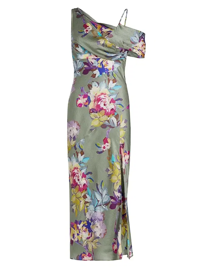 NICHOLAS Women's Finley Floral Asymmetric Maxi Dress - Seagrass Antique Floral