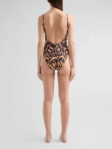Zimmermann Women's Aster Ikat-Inspired Scoopneck One-Piece Swimsuit - Charcoal Ikat - Size 8 | Thumbnail 4