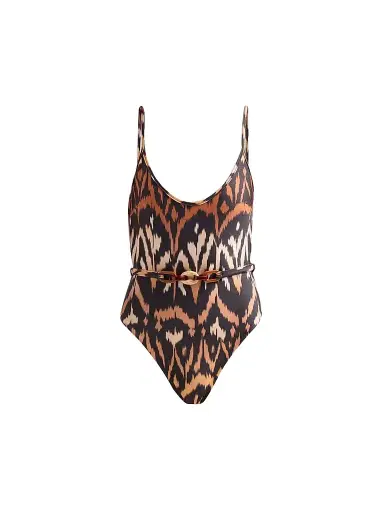 Zimmermann Women's Aster Ikat-Inspired Scoopneck One-Piece Swimsuit - Charcoal Ikat - Size 8 | Thumbnail 1