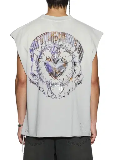 Ksubi Men's Anguish Cut Off Printed Cotton Tank - Grey | Thumbnail 3