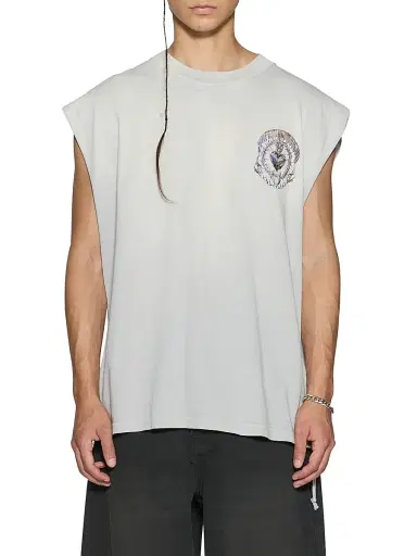 Ksubi Men's Anguish Cut Off Printed Cotton Tank - Grey | Thumbnail 1