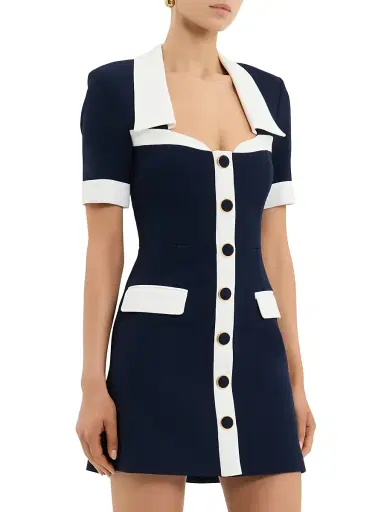Rebecca Vallance Women's Ula Crepe Minidress - Navy | Thumbnail 2